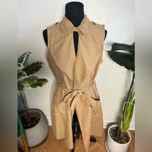 Timing, Light Trench with Belt, Sleeveless, Tan, Large